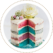 Vierschichtiger Rainbow Cake mit weissem Zuckerguss, Ostereiern und Blumendeko (angeschnitten) Vierschichtiger Rainbow Cake mit weissem Zuckerguss, Ostereiern und Blumendeko (angeschnitten) Bildnummer 11506903